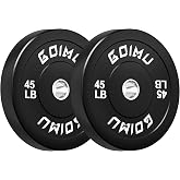 GOIMU Olympic Barbell Weight Plates Set, 2-Inch Black 10/15/25/45LBS Rubber Bumper Plate Weight Set for Strength Training and Weightlifting, Multiple Options