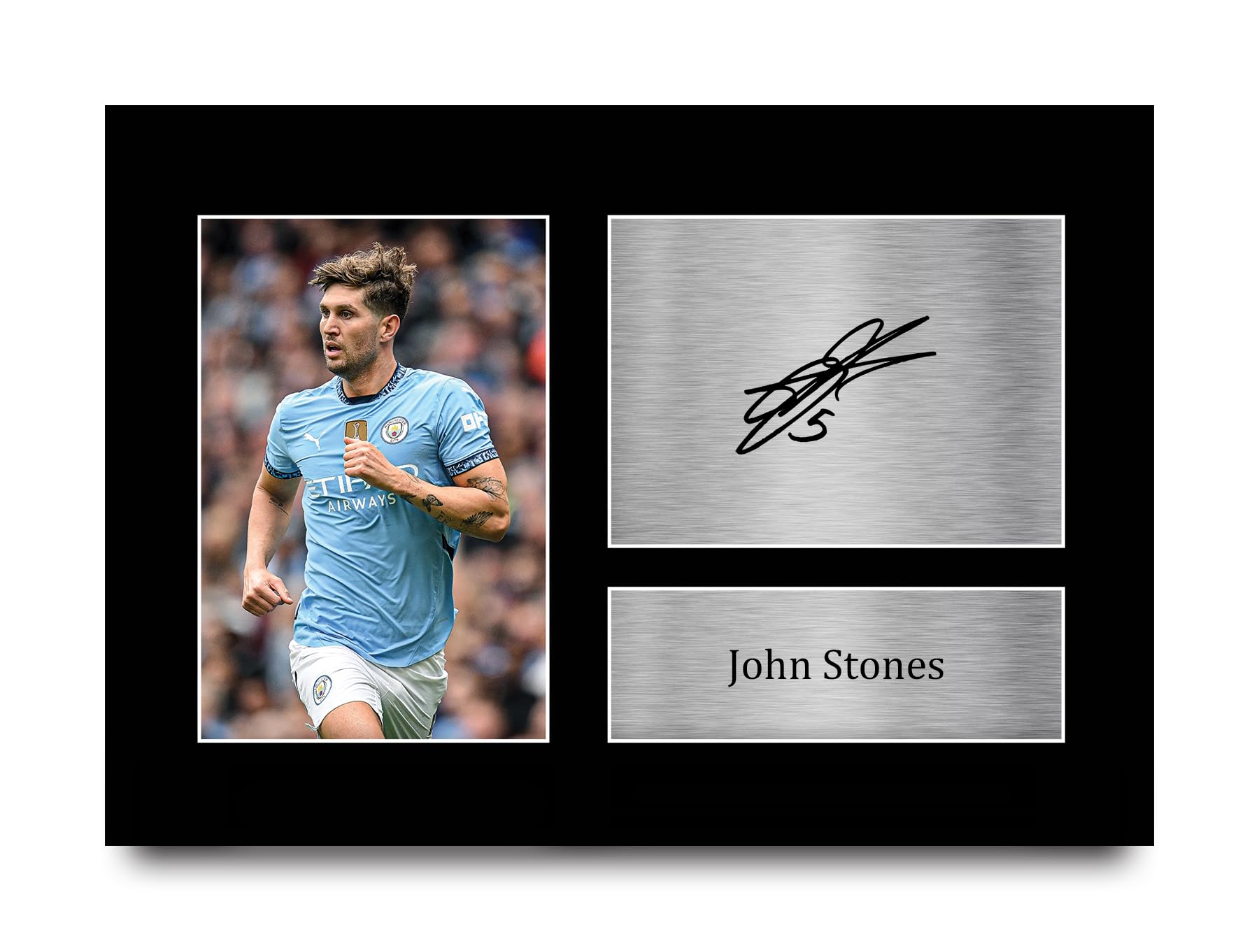 HWC Trading A4 John Stones Manchester City Gifts Printed Signed Autograph Picture for Football Fans and Supporters