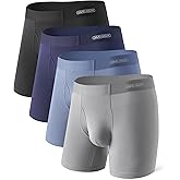 DAVID ARCHY Mens Underwear Silky Soft Second Skin Modal Boxer Briefs Waistfree Seamless Waistband Underwear for Men Pack of 4
