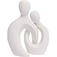 Quoowiit Ceramic Couple Sculptures for Home Decor, Abstract Lover Statue for Shelf Decor Office Decor Home Decorations for Living Room, Bedroom, Gifts for Anniversary Valentine's Day Birthday (White)