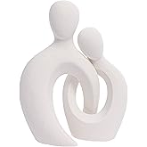 Quoowiit Ceramic Couple Sculptures for Home Decor, Abstract Lover Statue for Shelf, Office, Living Room, Bedroom, Gifts for Anniversary, Valentine's Day, Birthday (White)