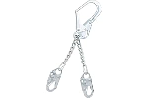3M Protecta PRO 1350200 22" Chain Rebar Assembly For Positioning, Steel Rebar Hook At Center, Snap Hooks At Leg Ends, 310 lb. Capacity, Silver