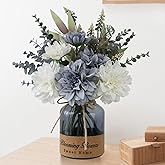 SHINFHOMF Fake Flowers with Vase,Silk Artificial Flowers in Vase,Fake Plants and Faux Flower Arrangement for Centerpiece Kitchen Table Decorations,Home Decor