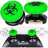 Playrealm FPS Thumbstick Extender & 3D Texture Rubber Silicone Grip Cover 2 Sets for PS5 Dualsenese & PS4 Controller (BioH Green)