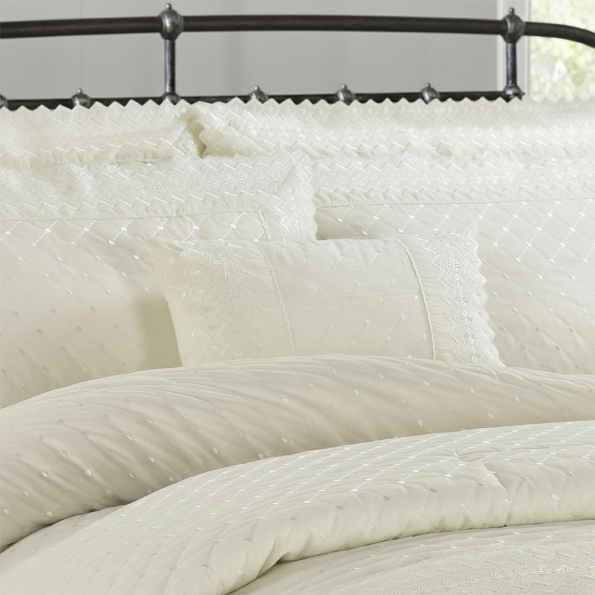 Rapport Home Richmond Ivory Boudoir Cushion | Luxury Embroidered Decorative Pillow Cotton Blend Cover with Polyester Filling | 30x50cm | Ivory