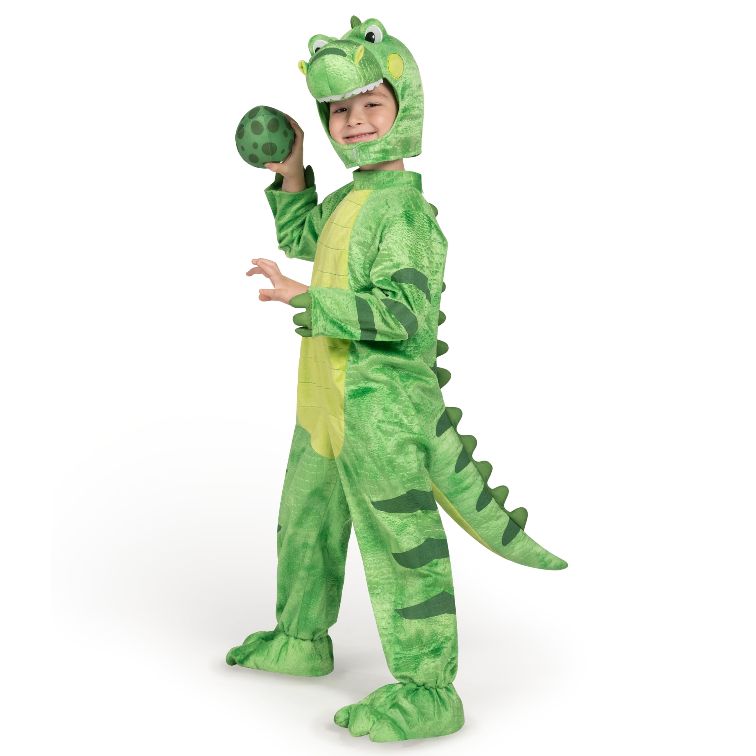 Photo 1 of Spooktacular Creations Realistic Light Green T-Rex Costume, Dinosaur Costume with Toy Egg for Kids, Toddler Halloween Dress Up Party (18-24 Mos)