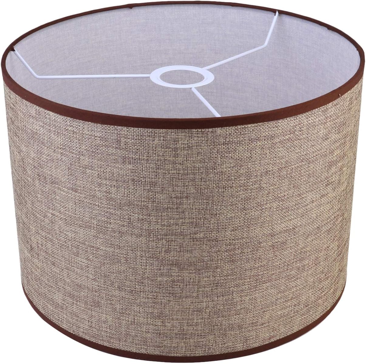 Lurrose Brown Linen Burlap Lamp Shade Large Drum Lampshade for