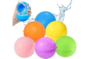 KIKAPABI Water Balloons Reusable, 6PCS Water Balls Self Sealing Quick Fill Soft Silicone, Refillable Magnetic Water Bombs Splash Summer Fun for Kids, Outdoor Water Toys for Backyard, Water Games
