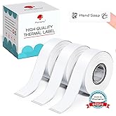 Phomemo Labels, D30 Label Tape Continuous Print Master Labels Refill, Smart Mini Label Maker Refill D30 D35 Black on White Sticker Thermal Paper Self-Adhesive, 15mm x 6m (0.59 x 236.22 Inch) 3-Roll