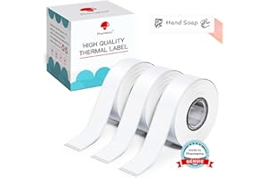 Phomemo Labels, D30 Label Tape Continuous Print Master Labels Refill, Smart Mini Label Maker Refill D30 D35 Black on White Sticker Thermal Paper Self-Adhesive, 15mm x 6m (0.59 x 236.22 Inch) 3-Roll