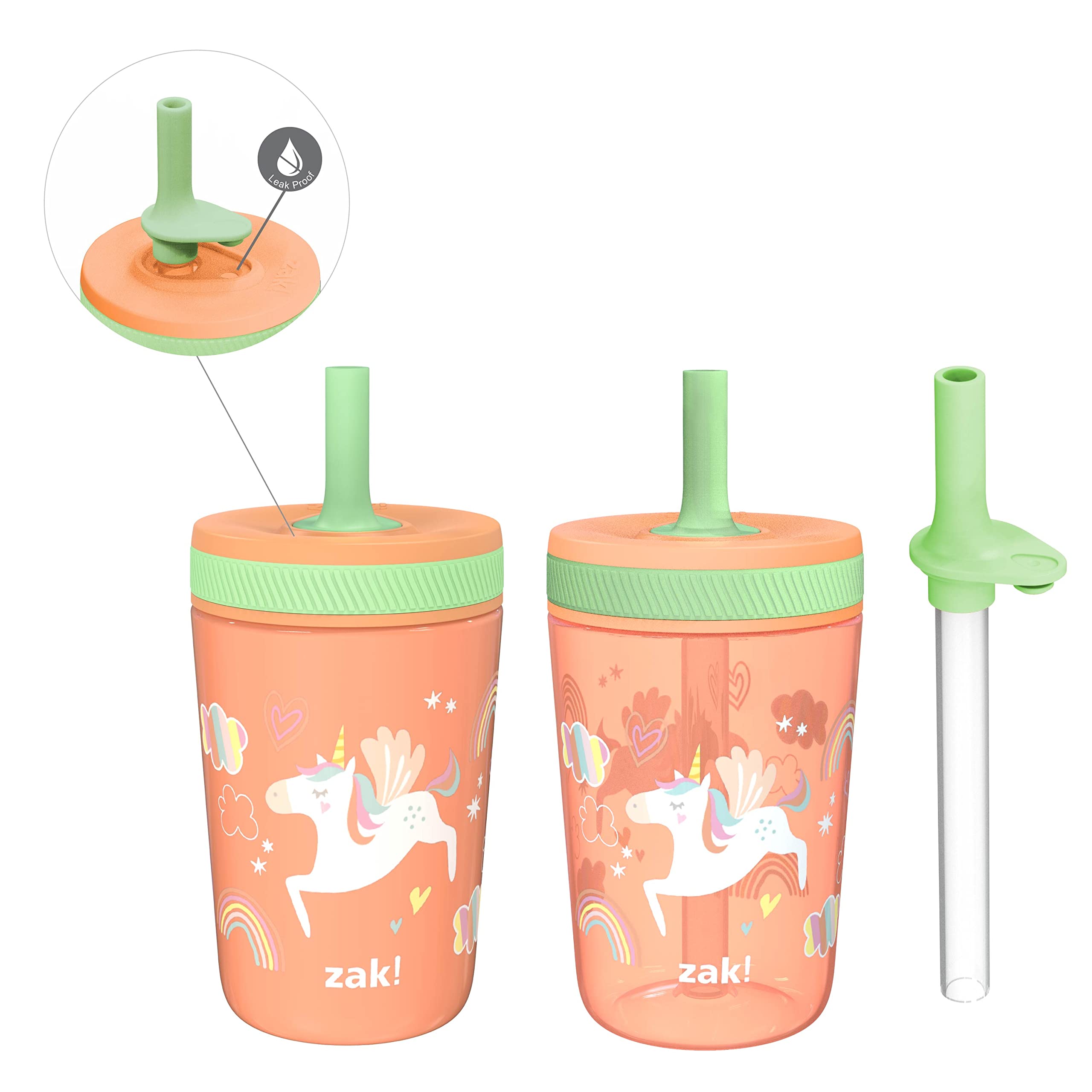 Photo 1 of Zak Designs Unicorn Kelso Tumbler Set,Leak-Proof Screw-On Lid with Straw, Bundle for Kids Includes Plastic and Stainless Steel Cups with Bonus Sipper, 3pc Set, Non-BPA
