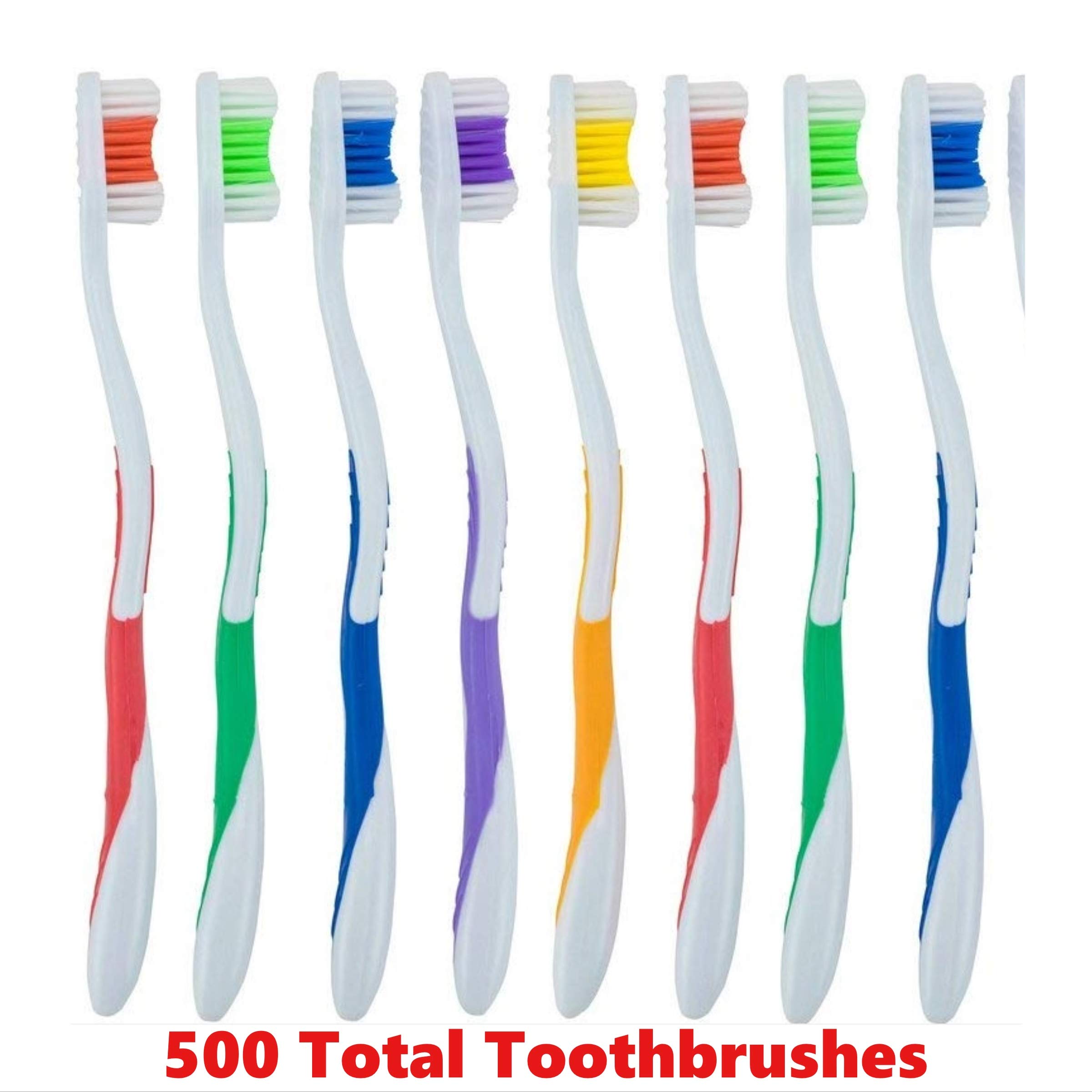 500 Pack Toothbrushes Individually Wrapped Standard Medium Bristle, for