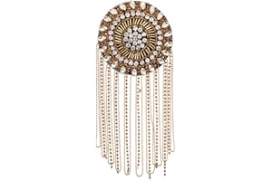 PartyKindom Rhinestone Shoulder Chain Tassel Epaulet Diy Accessory for Fringe Bag Women Shoulder Jewelry Gold