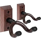 SNIGJAT Guitar Wall Mount, 2 Pack Guitar Wall Hanger, Guitar Hanger Wall Hook Holder Stand with Screws, Hardwood Guitar Wall 