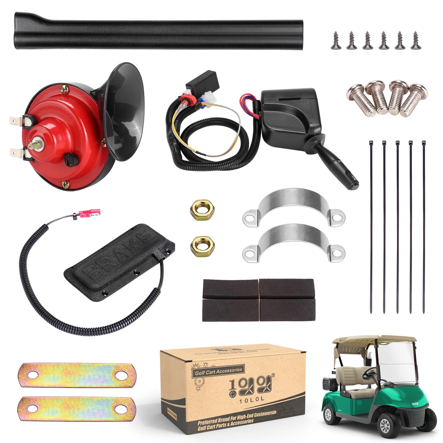 Photo 1 of 10L0L Golf Cart Turn Signal Kit with Horn Brake Hazard Blinker Light Switch with 9-pin Plug Wiring Harness, Suitable for Yamaha, Club Car, EZGO (Fit Input Current 12V)