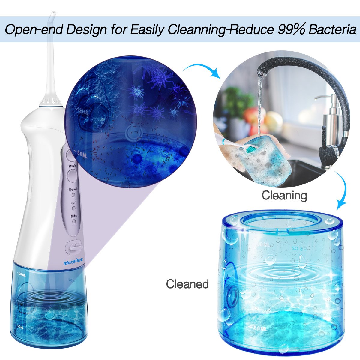 Water Flossers for Teeth,Cordless Oral Irrigator Floss Water Jet with 4 Jet Nozzles and 200ml Reservoir,IPX7 Waterproof Usb Rechargeable 3 Water Pressure and FDA Approved