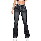 Women's Bell Bottom Jeans Low Waist Classic Stretch Flared Jeans Denim Bell Bottom Pants