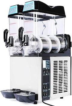 Slushie Machine and Beverage Dispenser with Two 12L Tanks