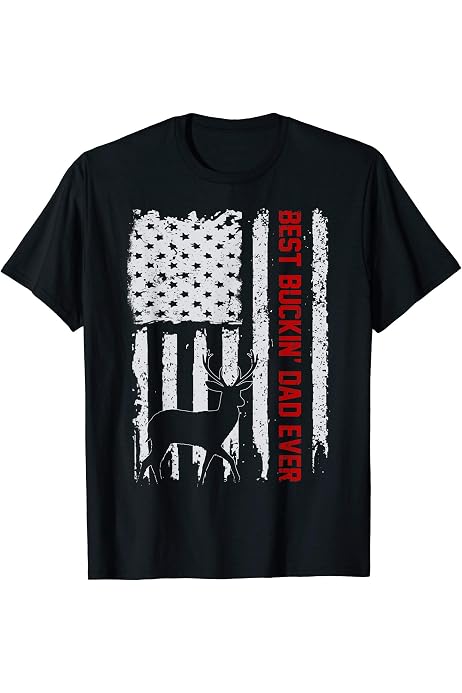 Mens Best Buckin Papa Ever T-Shirt Deer 