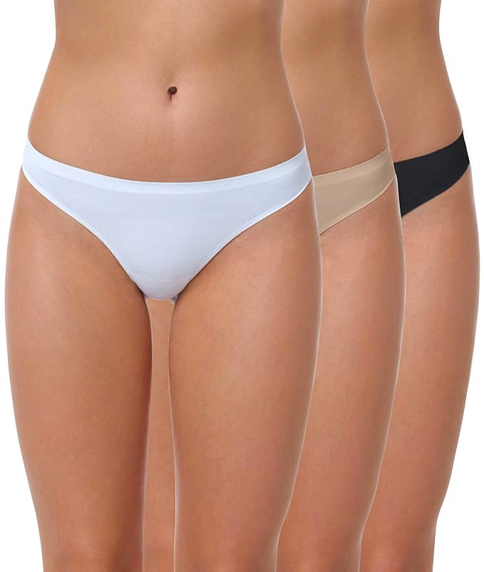 Yenita 3er Pack Damen String Invisible, Tanga ohne Nähte aus Mikrofaser