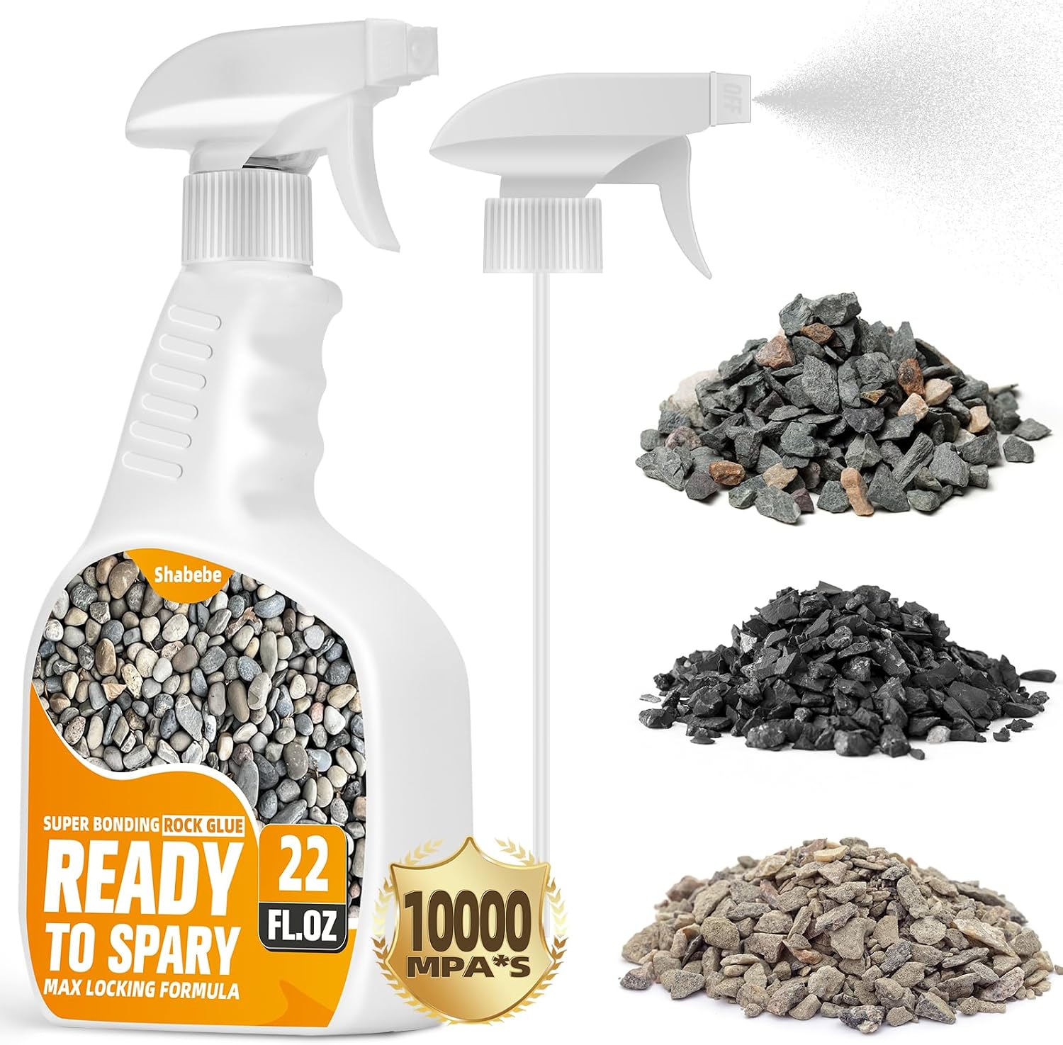 Shabebe Rock Glue for Landscaping with Sprayer 22oz, Ready-to-Use Mulch & Gravel Binder, Fast-Dry No Dilution, Weather-Resistant Spray Rock Glue for Garden Beds, Pea Gravel & Small Stone