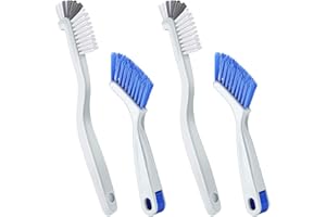 Patelai 4 Pieces Cleaning Brush Sets Small Scrub Brush Household Use for Cleaning Bottle Sink Kitchen Sink Corner Dish Edge Grout Bathroom Sliding Door Window Track(White, Blue)