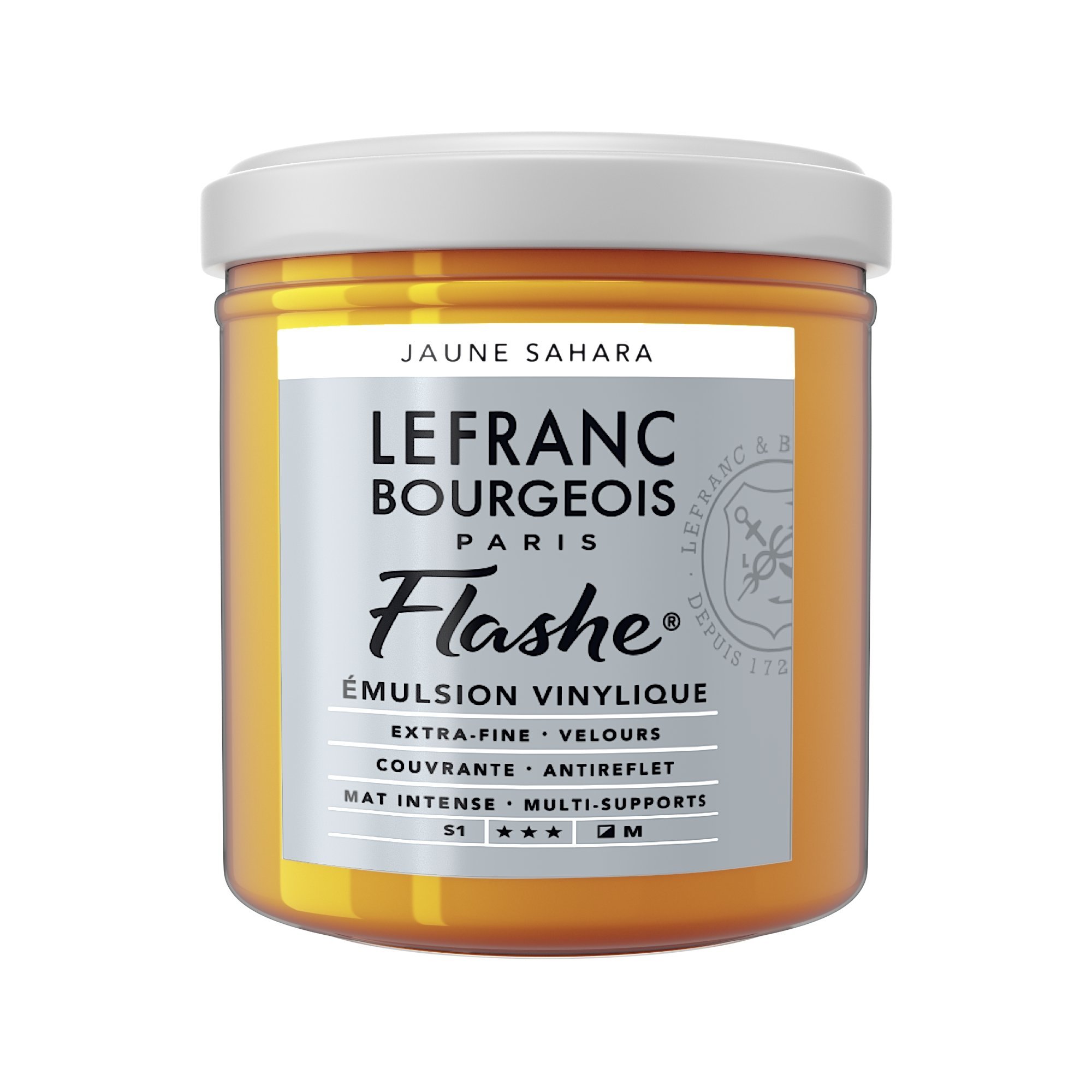Lefranc Bourgeois Flashe, Extra-Fine Acrylic Vinyl Emulsion, Artists Quality, Sahara Yellow, 125ml Pot