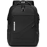 CROSSGEAR Laptop Backpack for Men, 17.3 Inch Large Travel Backpack with Anti-theft Lock, Water Resistant Business Computer Backpack with USB Charging Port, Breathable Padded, Casual Daypacks