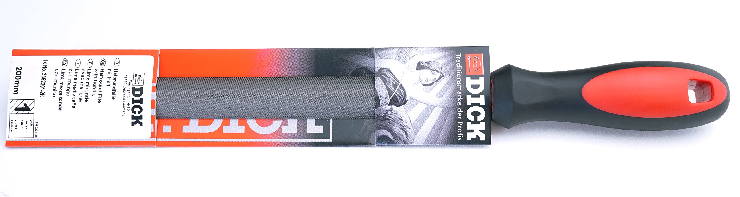 Dick 3352201-2K Type of Cut 1 Workshop Semi-Circular File, Multi-Colour, 200 mm