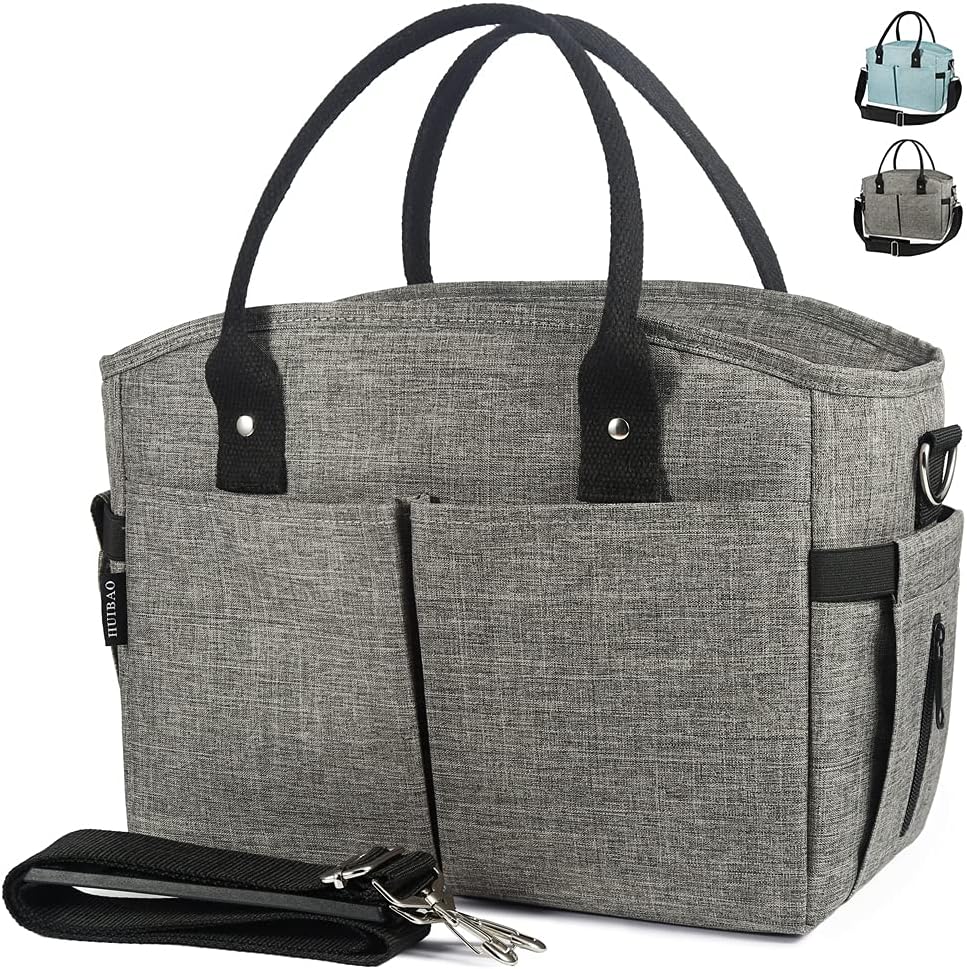 Reusable Adult Lunch Bag Box For Women Men , Water Resistant Ice Cooler Tote Bag Thermal Food Storage Bags with Long Shoulder Strap Big Volume Insulated Lunch Box For Working Picnic Outing 10L