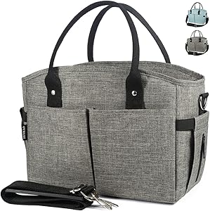 Reusable Adult Lunch Bag Box For Women Men , Water Resistant Ice Cooler Tote Bag Thermal Food Storage Bags with Long Shoulder Strap Big Volume Insulated Lunch Box For Working Picnic Outing 10L