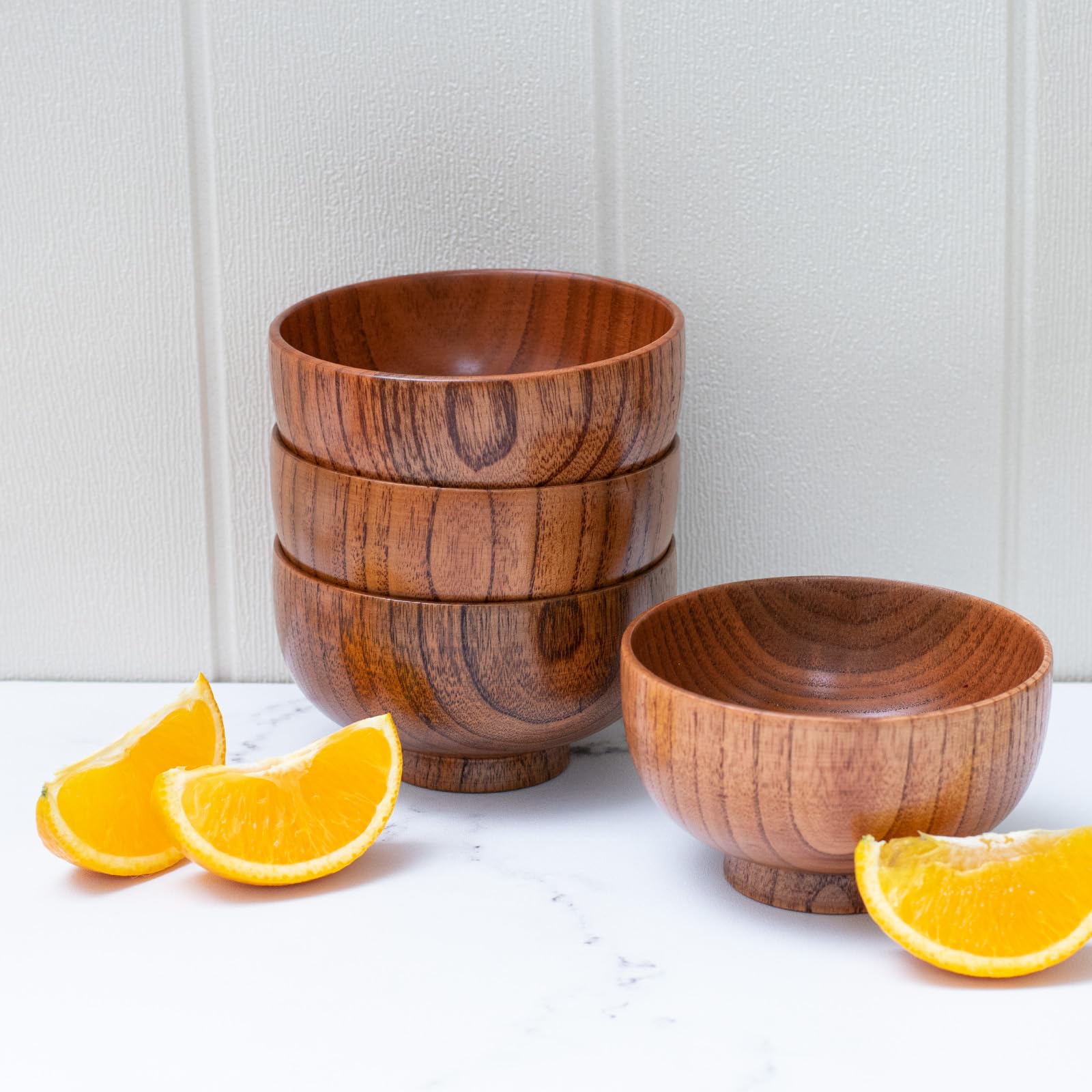 Cospring Handmade Wood Bowl, Mug, for Rice, Soup, Dip, Coffee, Tea, Decoration (4PCS Jujube Bowls, M: 4.5'' Dia x 2.6'' High) - Image 6