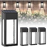Yotopow Solar Wall Lights, Metal Fence Lights Solar Powered, LED Lights Waterproof with RGB/Warm White Lighting for Garden Patio Porch, Solar Outdoor Light with Aluminum and Glass Shade. (4 Pack)
