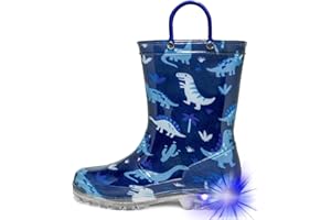 HugRain Light Up Rain Boots for Little Kids