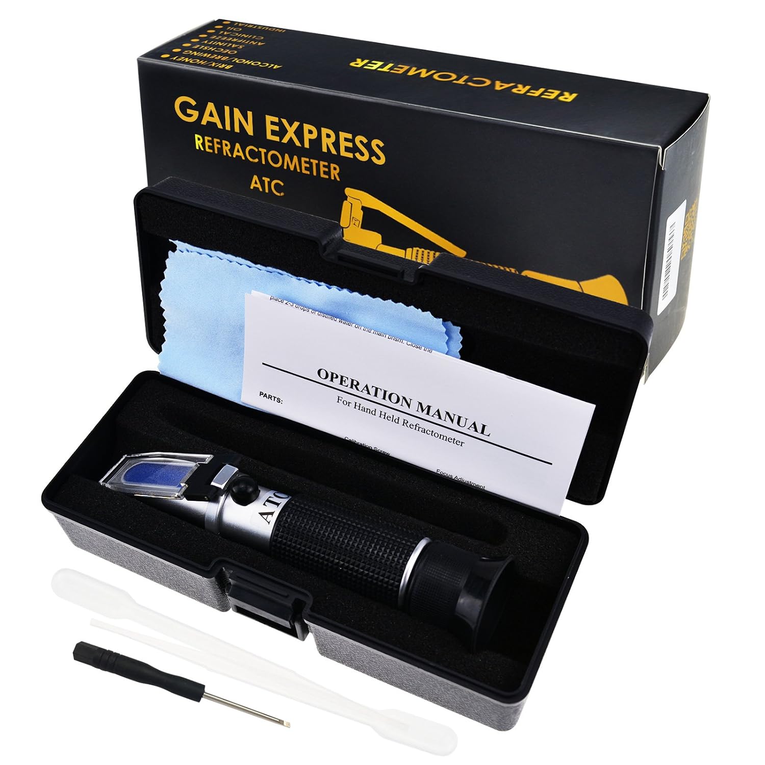 Beer Brix Refractometer with ATC Optic Dual Scale 0~32% Brix Specific Gravity Wine Wort Making Beer Brewing Fruit Juice Hops Sugar Homebrew Kit - Image 3