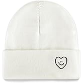 XMMAXFLOW Beanie for Women Men Winter Knit Hats Soft Warm Cuffed Beanie with Smile Face