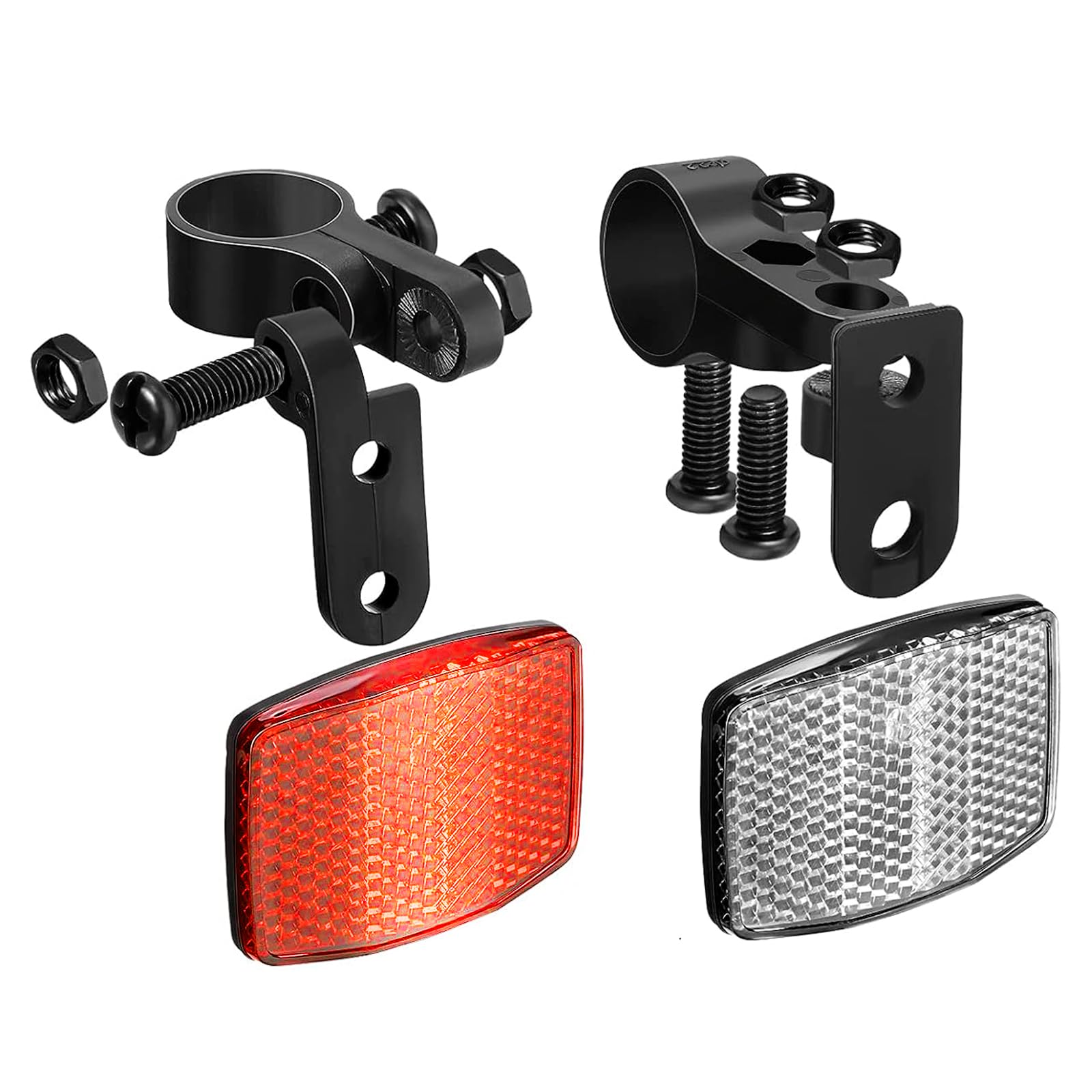 Guidre Bicycle Reflector, Front and Rear Bicycle Reflector, for Night Driving, with Accessories, with Night Vision Function for All Types of Bike (White, Red)