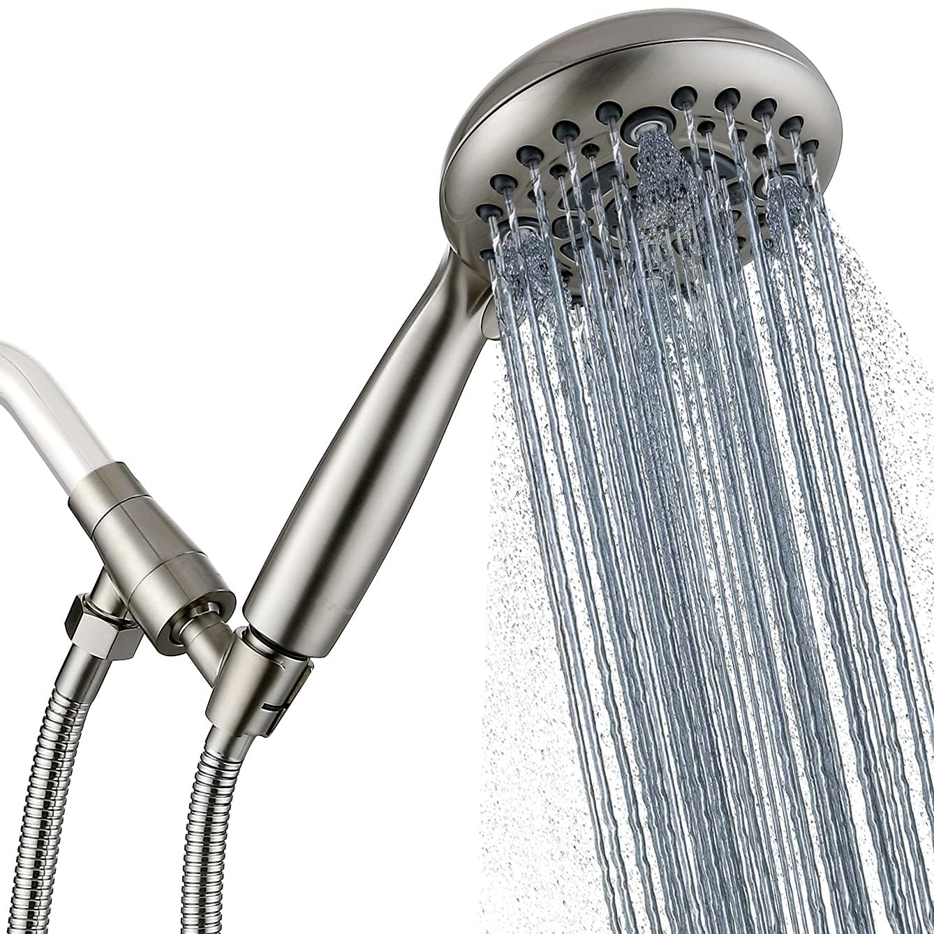 Photo 1 of G-Promise Handheld Shower Head High Pressure 6 Spray Settings, Detachable Hand Held Showerhead 4.9 Inch Face with Extra Long Flexible Hose and Metal Adjustable Bracket