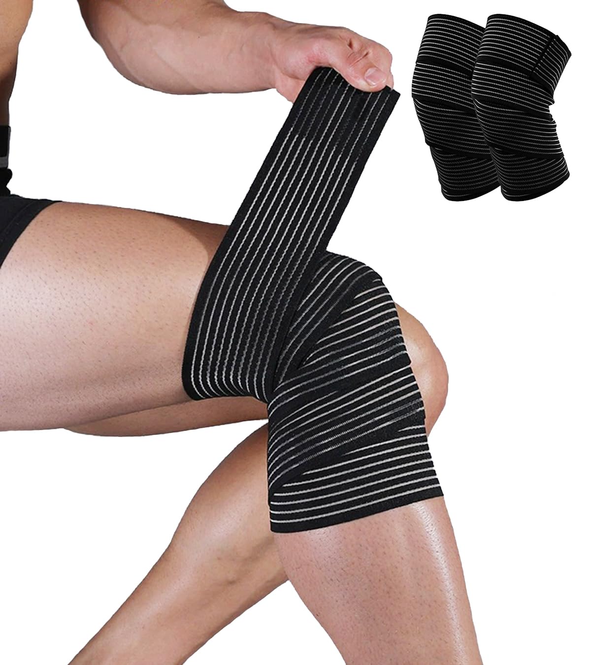 Photo 1 of 2 Pack Knee Wraps for Pain Relief, Knee Wrap Knee Compression Sleeve Knee Sleeves for Men Women Compression Knee Brace, Knee Brace for Arthritis Pain and Support, Knee Band for Knee Pain Relief