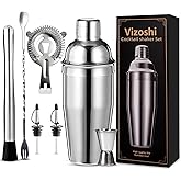Cocktail Shaker Set Bartender Kit,Professional Bar Set, Martini Shaker, Jigger, Strainer, Mixer Spoon, Muddler, Liquor Pourer