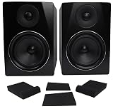 Rockville APM6B Bundle: 6.5" 350W Peak / 175W RMS 2-Way Powered USB Studio Monitor Speakers Pair, (2) RRS190S Foam Isolation Pads with 3 Angles for Mixing and Recording, 3-Items