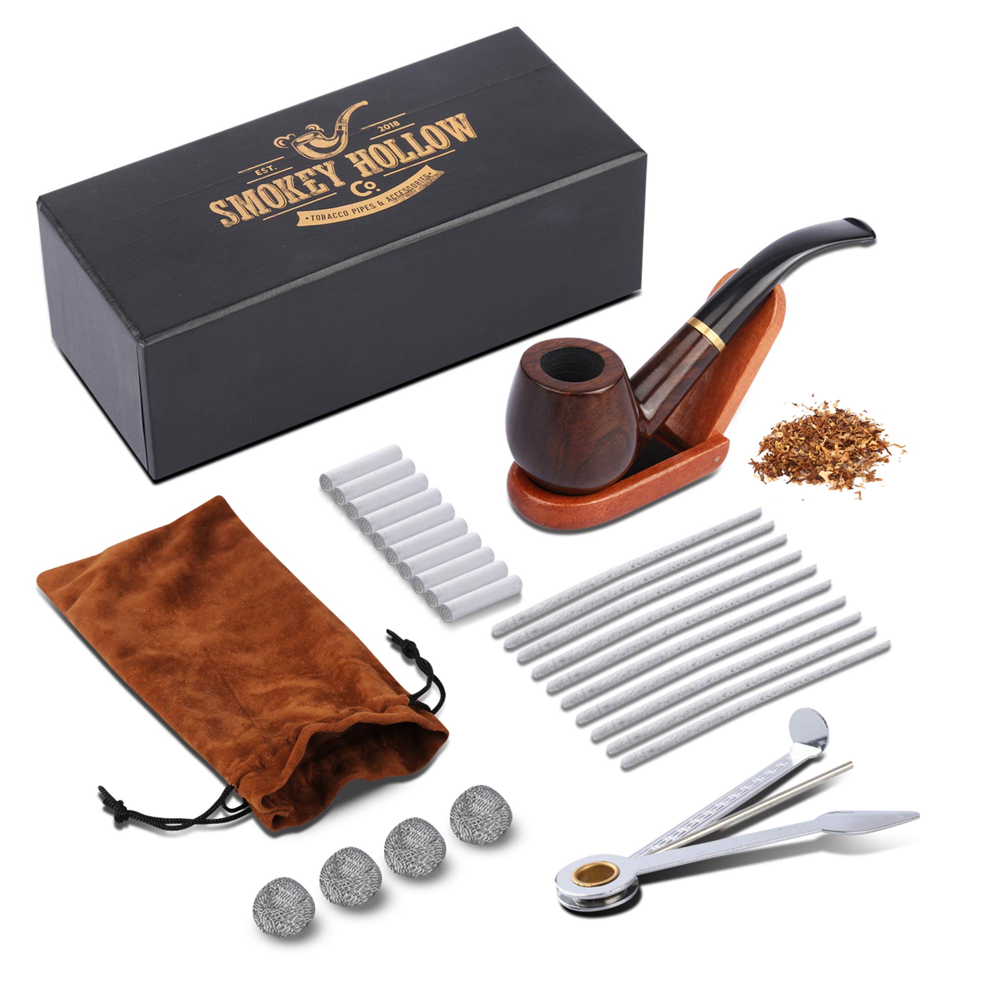Tobacco Pipe - Smoking Pipe Kit - Stylish, Cool and Distinguished Wood Pipe  Set for Beginner - The Perfect Gift for a Classy Gentleman in Kenya