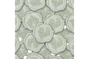 Andotopee 60pcs Eucalyptus Wax Seal Stickers, Botanical Envelope Stickers, Self-Adhesive Sage Green Wedding Invitation Seals, Pre-Made for Letter, Gift Wrapping