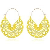 Bohemian Colorful Cute Dangle Earrings Vintage Boho Lightweigt Hollow Out Multiple Colors Hoop Dangling Earrings For Women Beach Gifts Jewelry