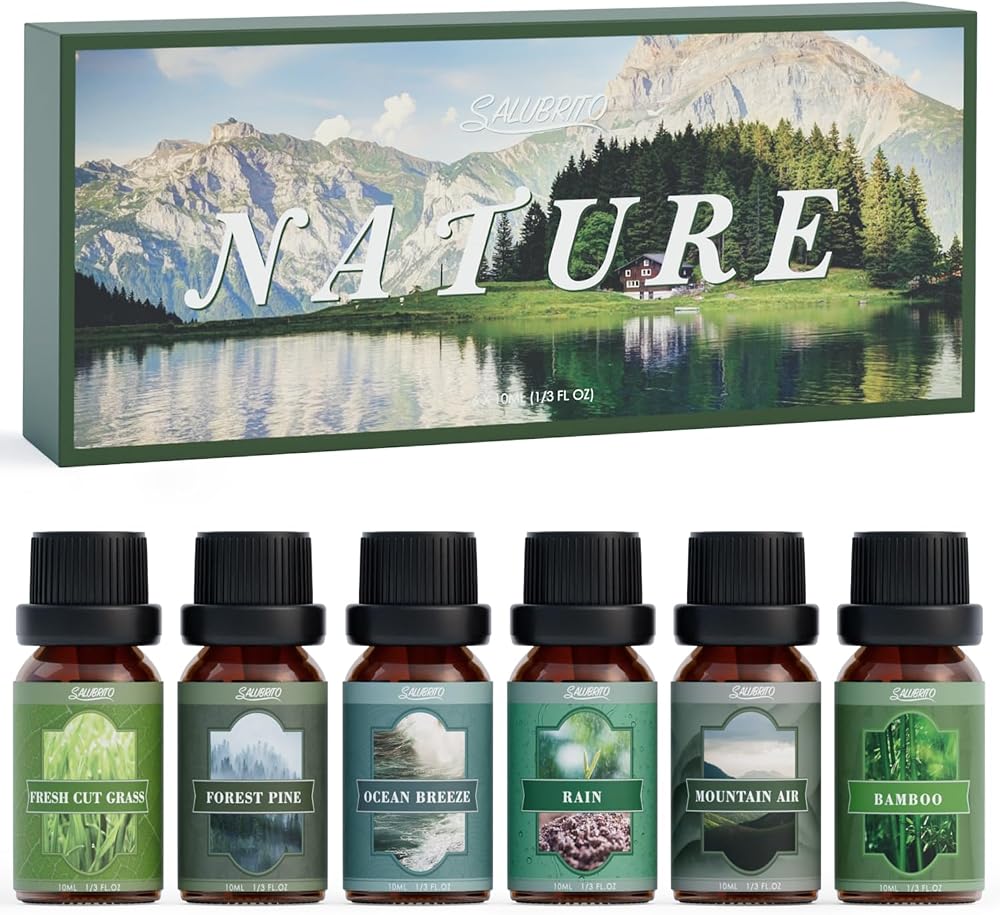 Salubrito Nature Essential Oils Set Forest Pine Ocean Breeze Rain 6x Oils