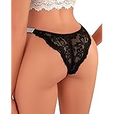 Banamic Sexy Panties for Women Underwear Glitter Lace Thongs Low Rise Briefs