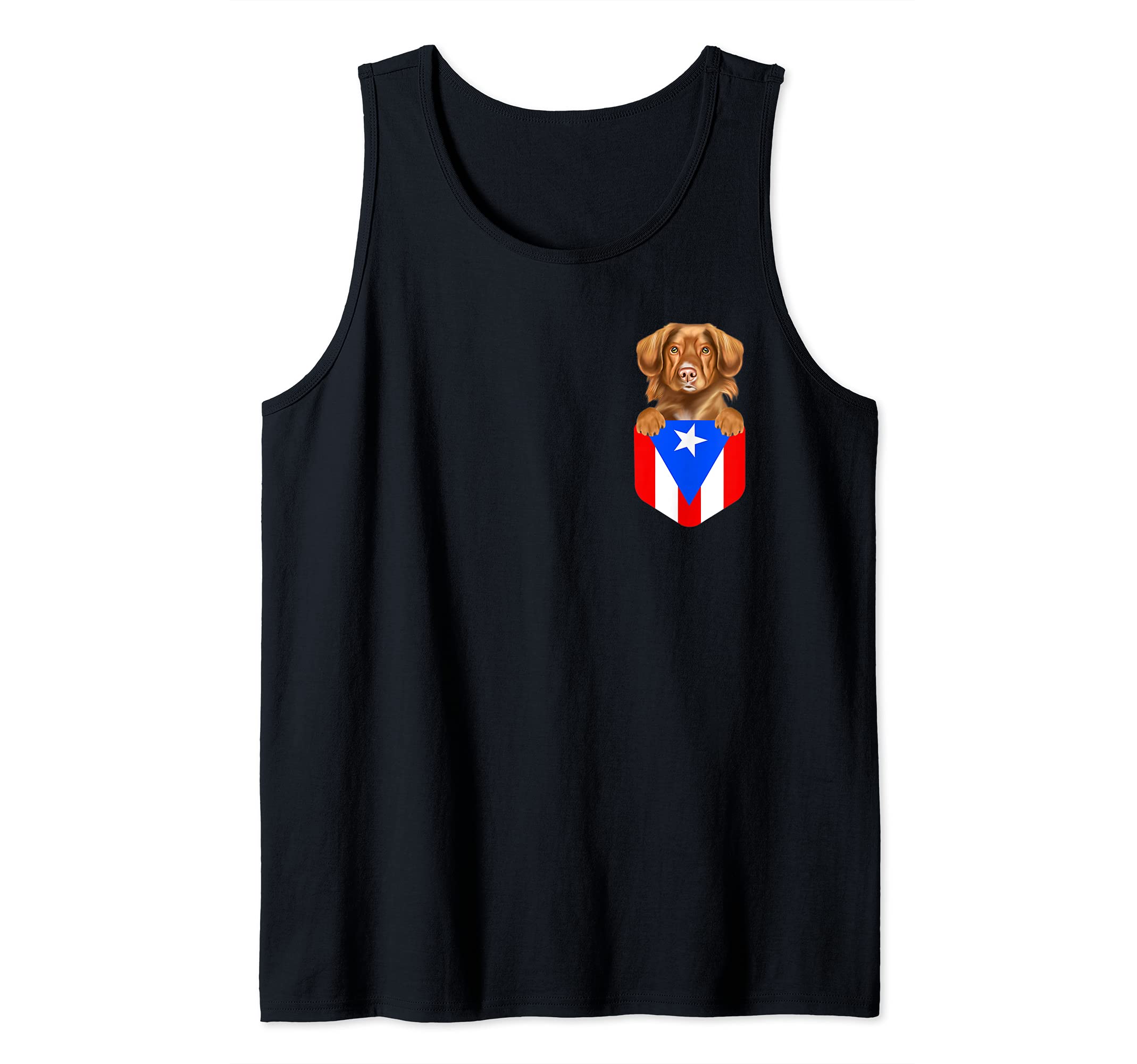 Puerto Rico Flag Duck Tolling Retrievers Dog In Pocket Tank Top
