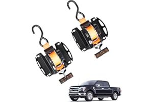 ELECFRESH 2PCS Retractable Truck Bed Tie Downs for Ford F150 1.5 Ton Capacity, Tool-Free Install, Fits 2015-2024 2025 2026 F-150 Accessories, Heavy Duty Ratchet Straps with Quick Release