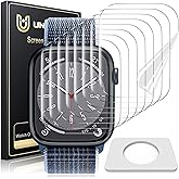 UniqueMe 8 Pack for Apple Watch Series 9/8/7 Screen Protector 45mm, [Strong Asorption] [Flexible TPU Not Glass][Non-Bubbles] 