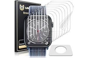 UniqueMe 8 Pack for Apple Watch Series 8/7 Screen Protector 45mm, [Strong Asorption] [Flexible TPU Not Glass][Bubble Free] iWatch Anti-Scratch Replacement Protection HD Clear iWatch Cover Soft Film